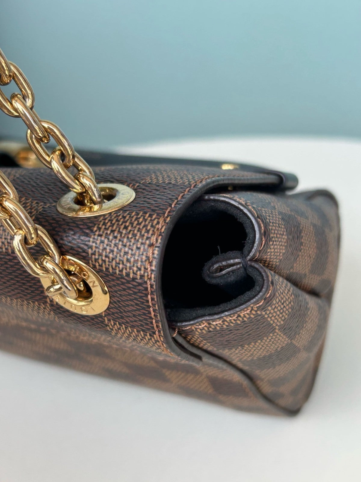 Louis Vuitton Vavin Chain Shoulder Bag Crossbody Brown Damier Ebene Women