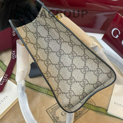 Gucci Padlock Shoulder Bag Beige Black Gold Hardware Women's Fashion