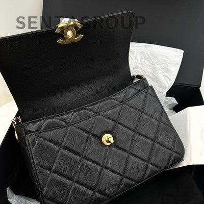 Chanel Classic Flap Black Caviar Gold Chain Shoulder Crossbody Bag