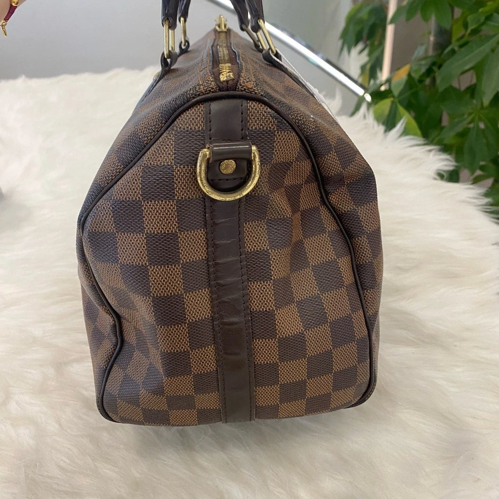 Louis Vuitton Speedy 30 Damier Ebene Canvas Shoulder Bag Classic Women's