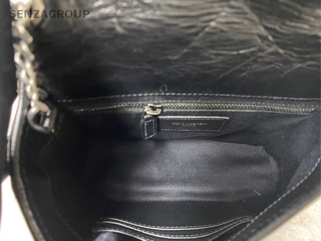 Saint Laurent Niki WOC Chain Shoulder Bag Black Silver Used Women Classic