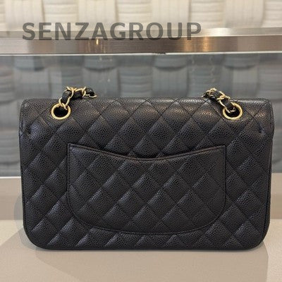 Chanel Classic Flap Black Gold Lambskin Medium Chain Shoulder Bag
