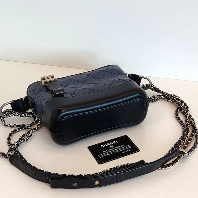 Chanel Gabrielle PM Chain Shoulder Crossbody Blue Gold Women Classic Fashion