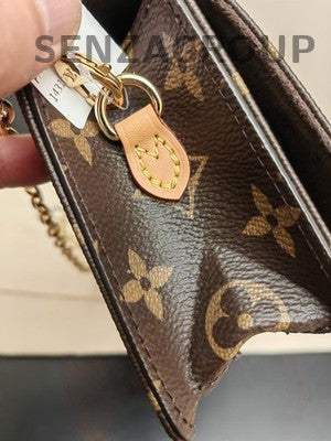 Louis Vuitton Monogram Lily Chain Shoulder Bag Brown Gold Hardware