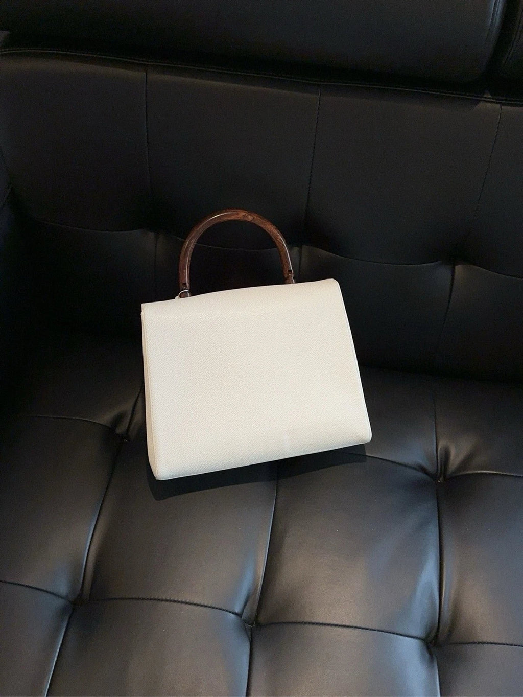 CHANEL White Leather Top Handle Kelly Bag For Women