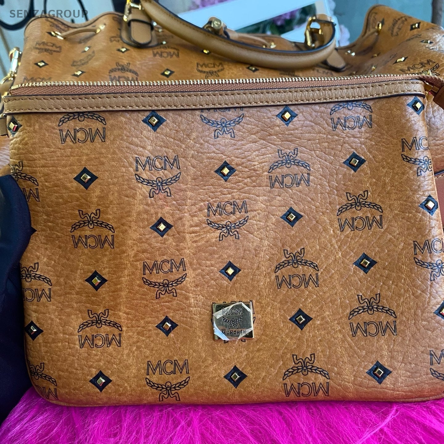 MCM Classic Caramel color Top Handle 2way Shoulder bag Bucket Drawstring Women