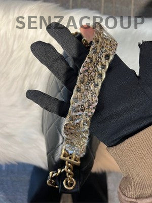 Chanel Black Gold Quilted Hobo Chain Shoulder Bag - Classic Fashion