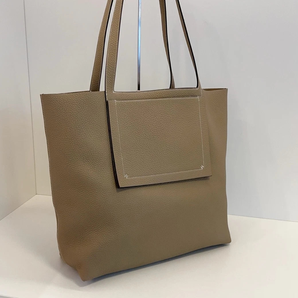Hermes Cabaseiller Tote Shoulder Bag Gray Used Women Classic