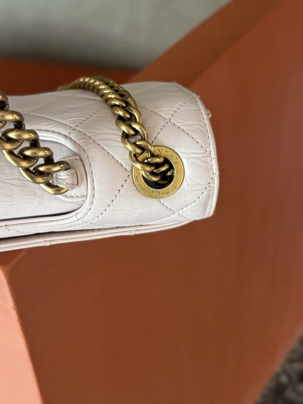 Chanel Bombay MM Chain Top Handle Shoulder Bag Lilac Gold Women Classic