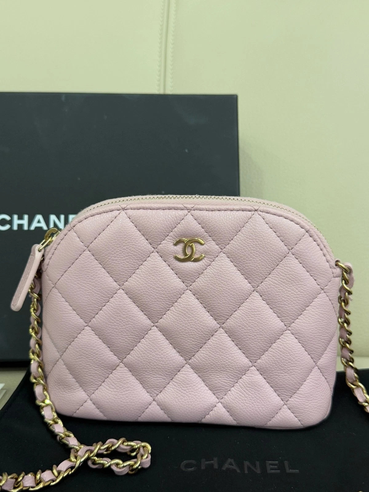 CHANEL Pink Purple Mini Shell Bag Leather Handbag For Women