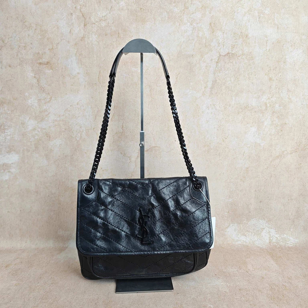 YSL Niki Medium soBlack Leather Crossbody Shoulder Bag For Women