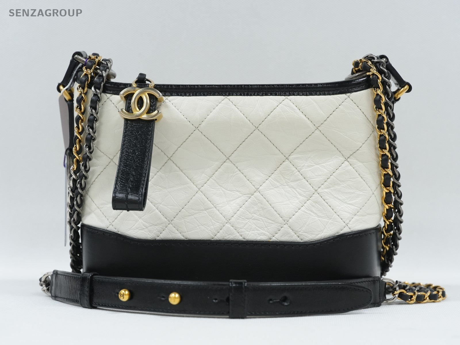 CHANEL Gabrielle MM Chain Shoulder bag Crossbody Women White Black Classic