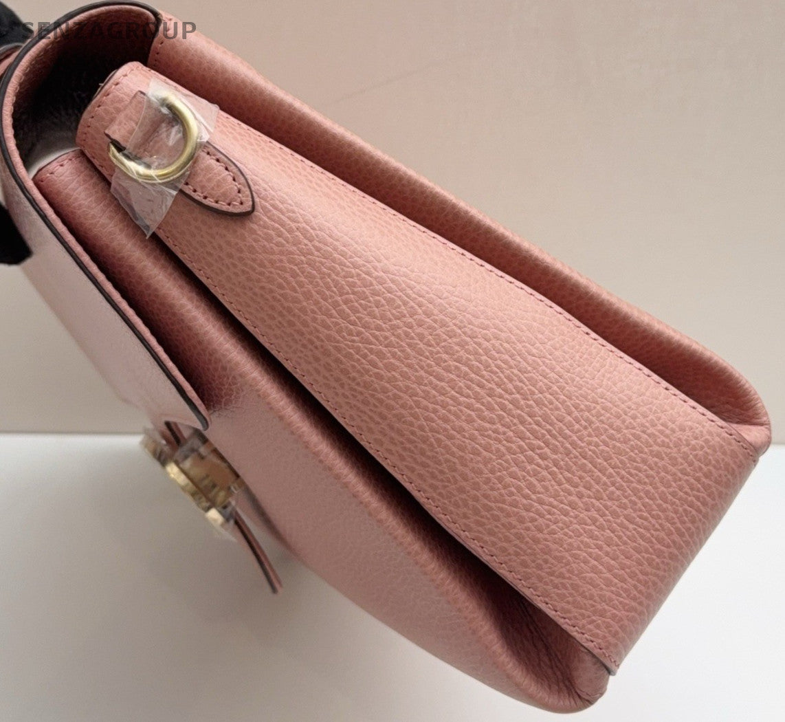 Gucci Calfskin GM Top Hand Bag Chain Shoulder Bag Pink Gold Used Women Classic
