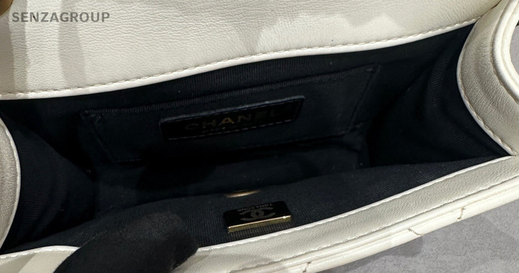 Chanel Chain 2Way Shoulder Bag Crossbody Black White Gold Women Classic Vintage