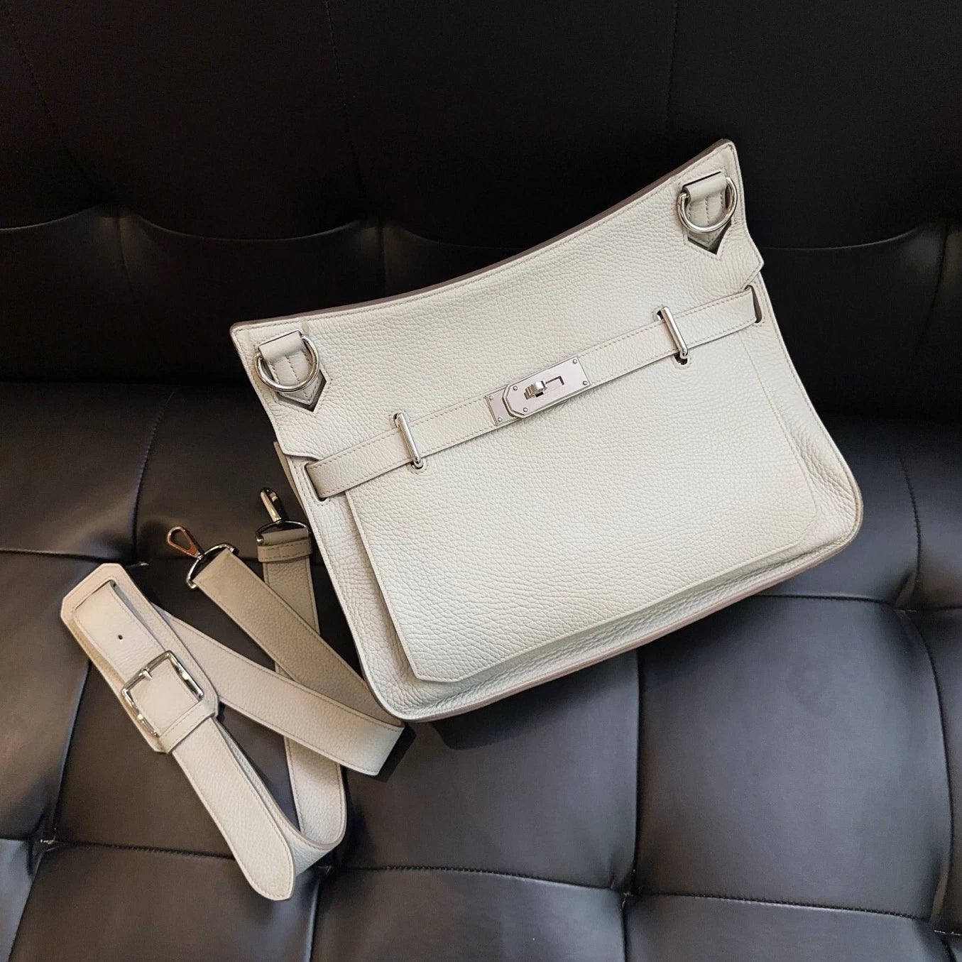 Hermes Jypsiere34 Shoulder Bag Silver Gray Unisex Adults Classic