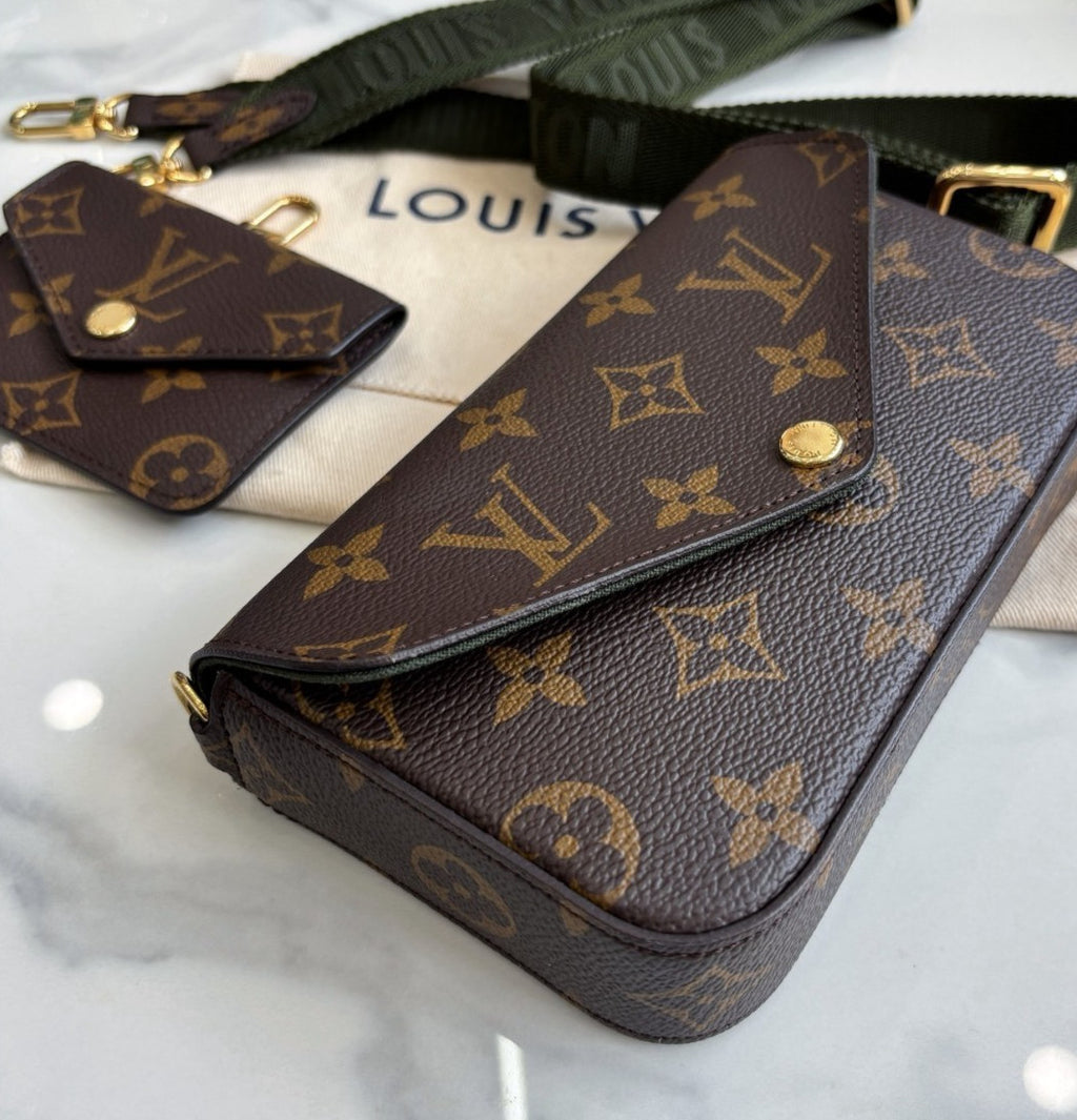 Louis Vuitton Monogram Shoulder Crossbody Bag Brown Women Almost Brand New