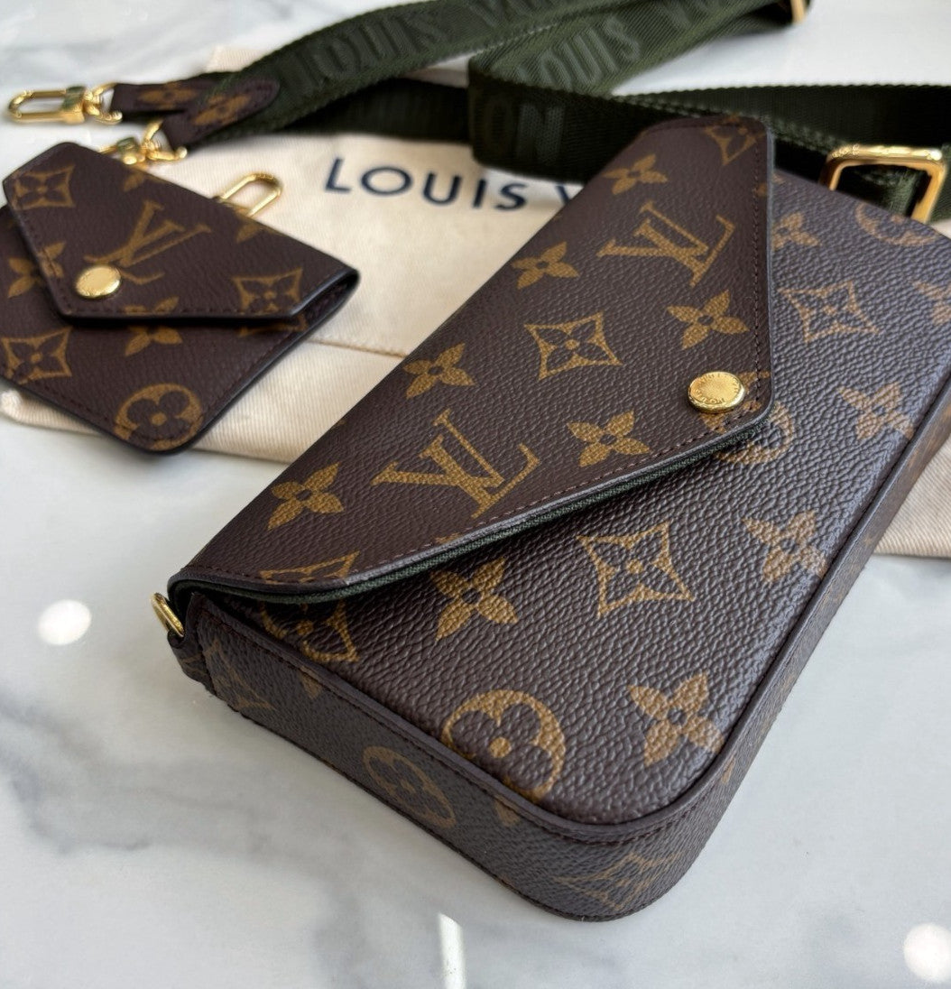 Louis Vuitton Monogram Shoulder Crossbody Bag Brown Women Almost Brand New