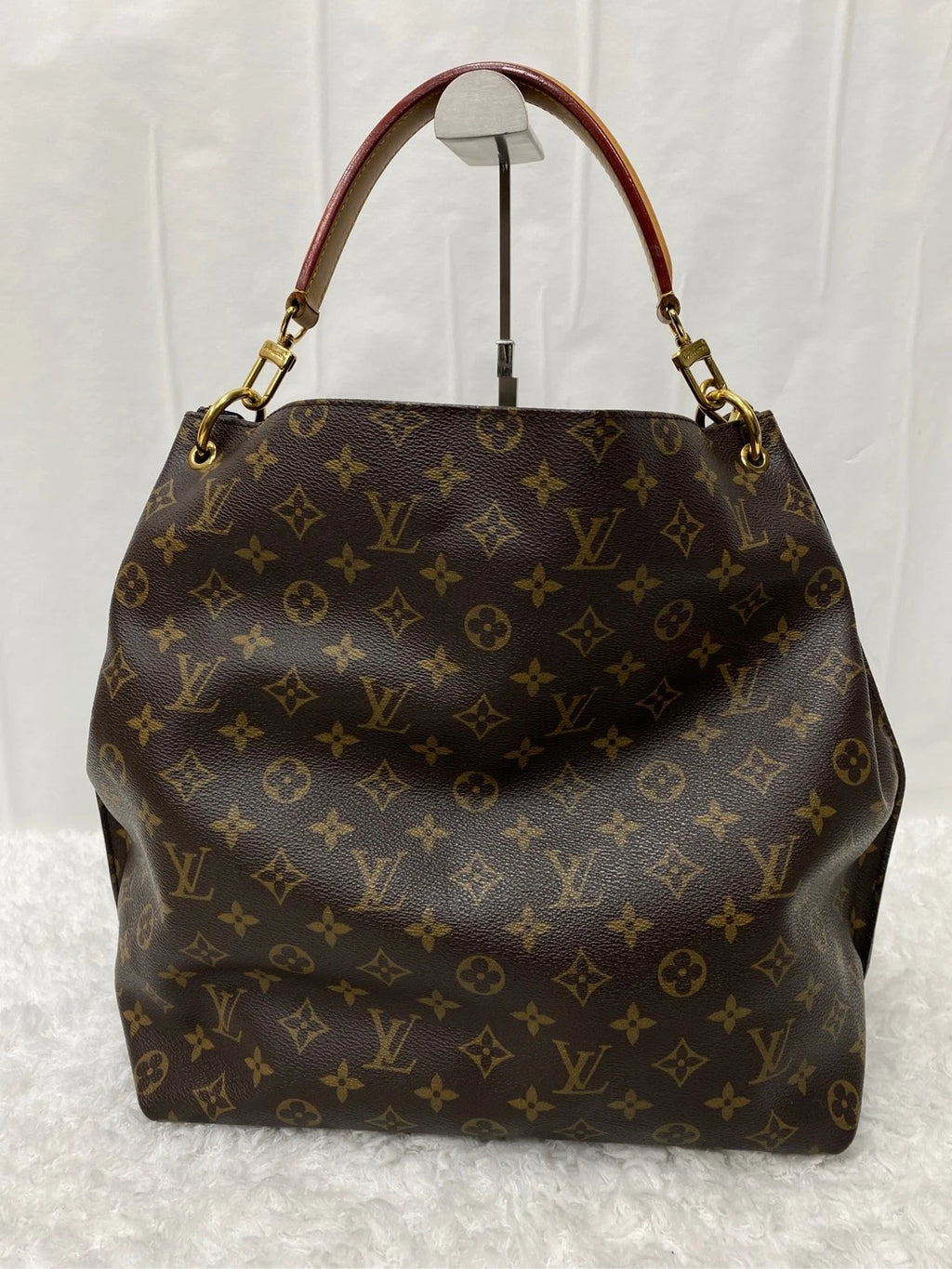 Louis Vuitton Hobo Monogram Top Handle Shoulder Bag Brown Gold Women Classic