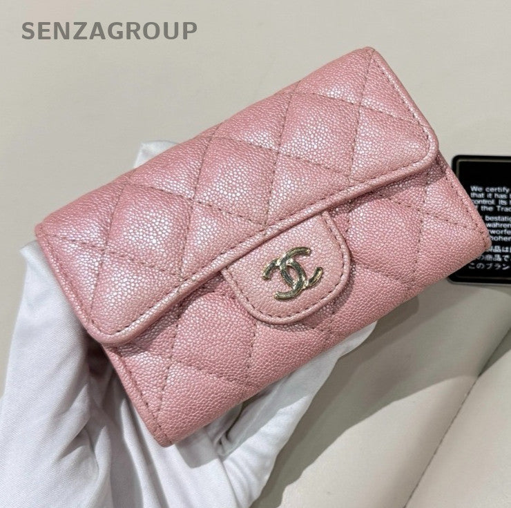 CHANEL Classic Flap Diamond Pattern Card Pack Pink Women Classic