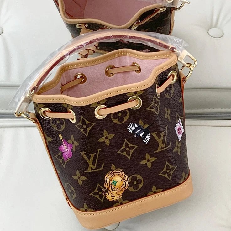 Louis Vuitton Bucket BB Monogram Top Handle Crossbody Bag Brown Women S