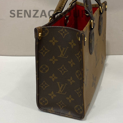 Louis Vuitton OnTheGo PM Tote Bag Brown Gold Classic Women's Handbag