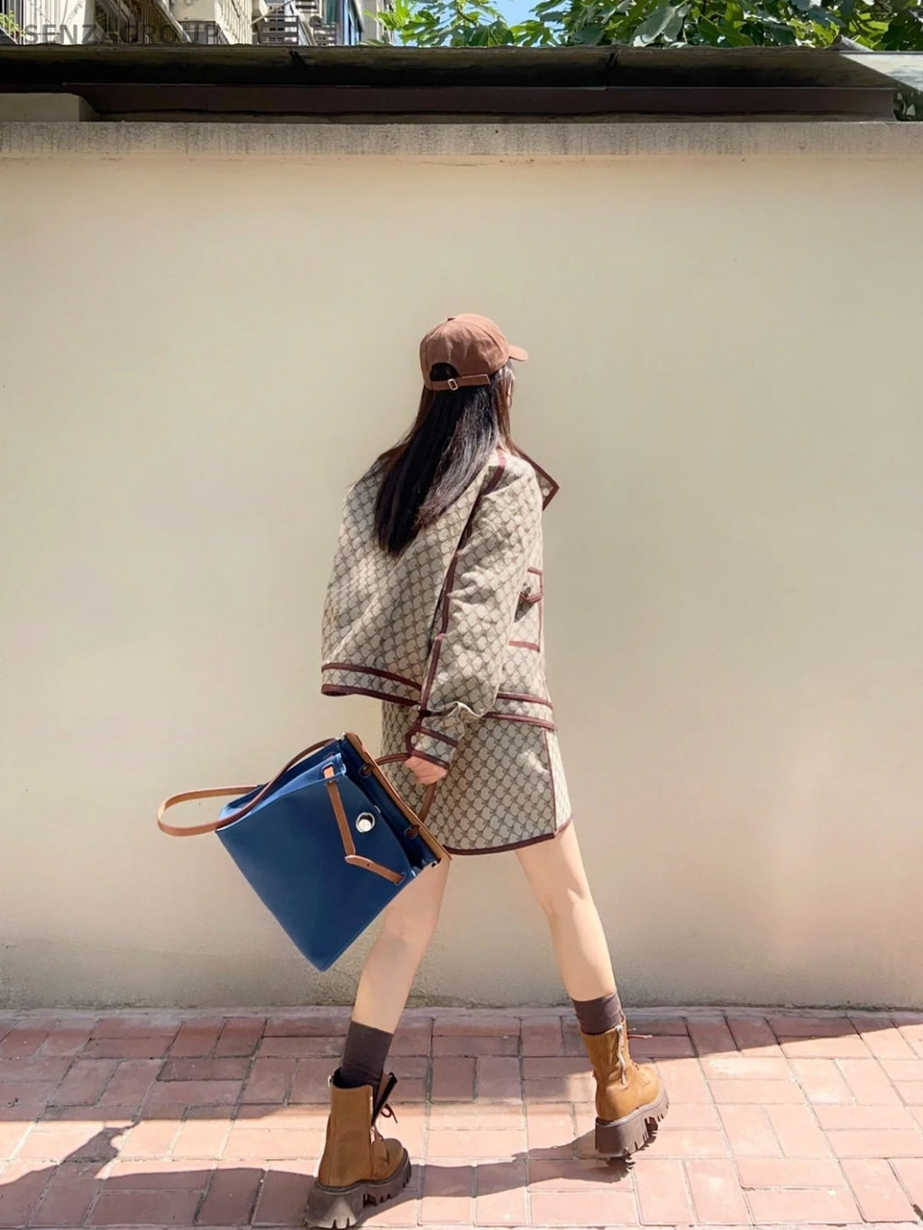 Hermes Herbag31 Top Handle Canvas Iris blue 2way Shoulder Handbag Women Classic