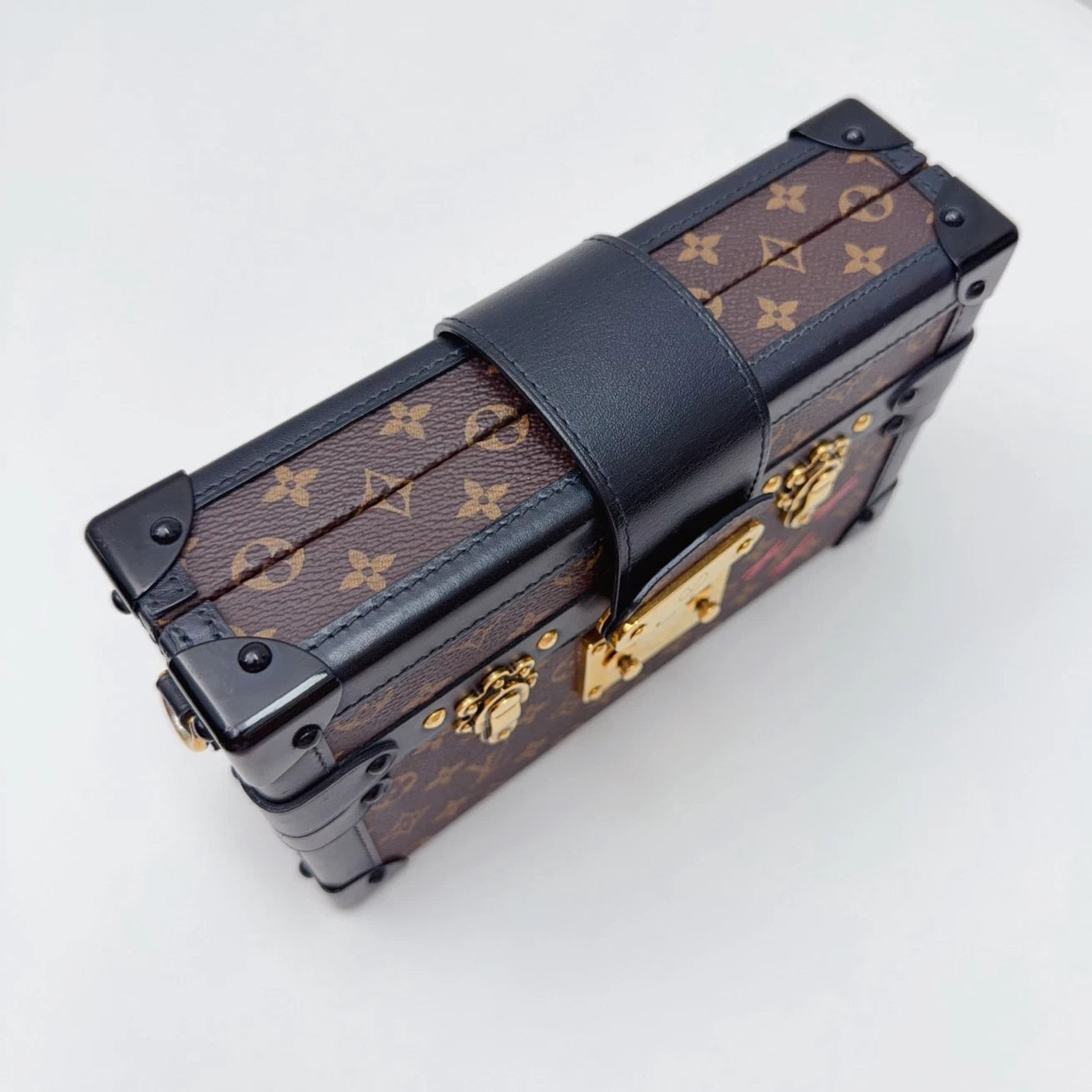Louis Vuitton Petite Malle Monogram Canvas Crossbody Bag Brown Women Classic