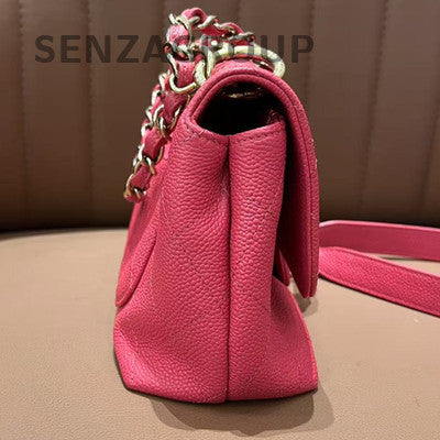 Chanel Classic Flap Calfskin Quilted Chain Shoulder Bag Pink Gold