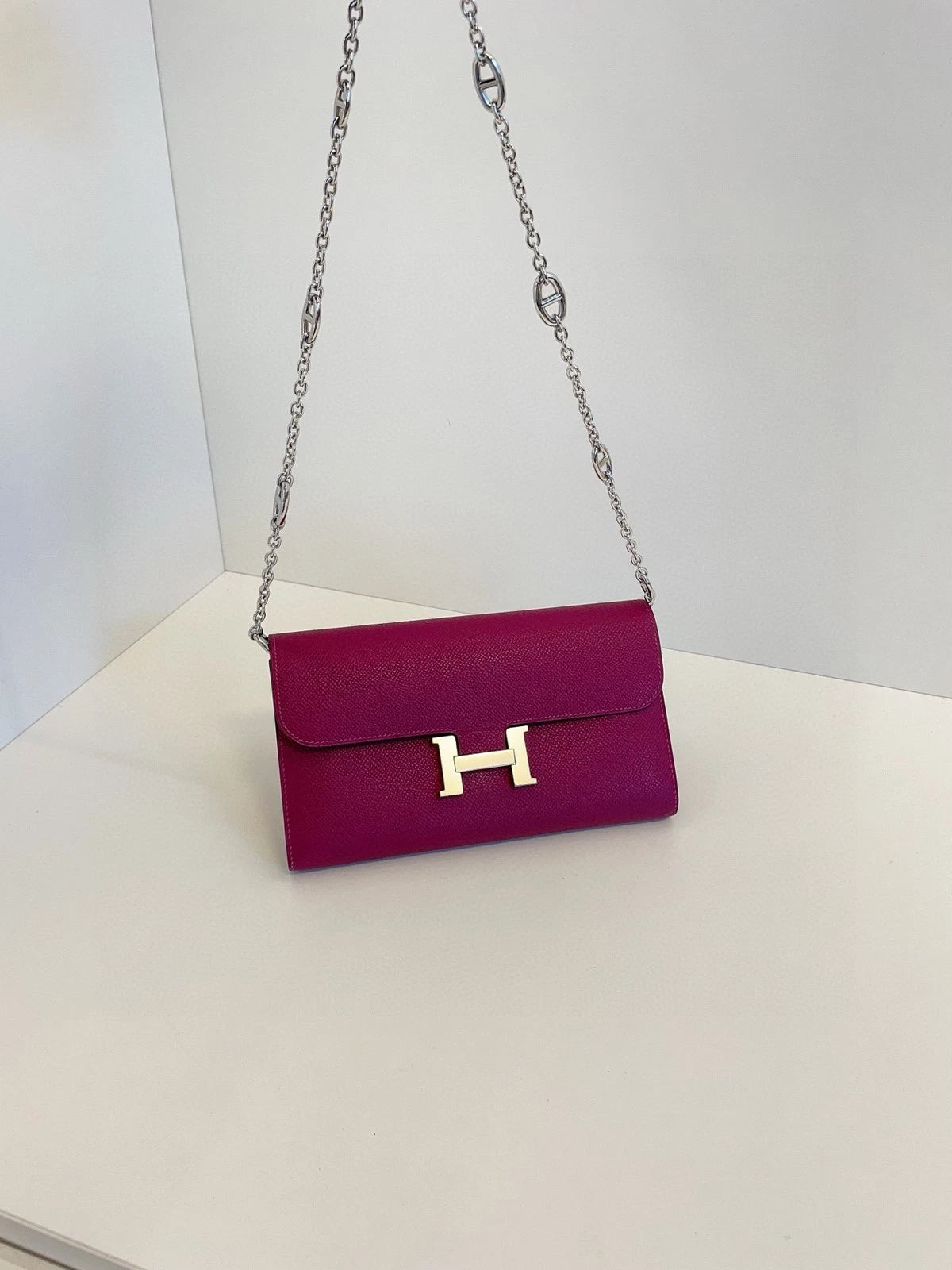 Hermes Constance Long Wallet Purple Silver For Women