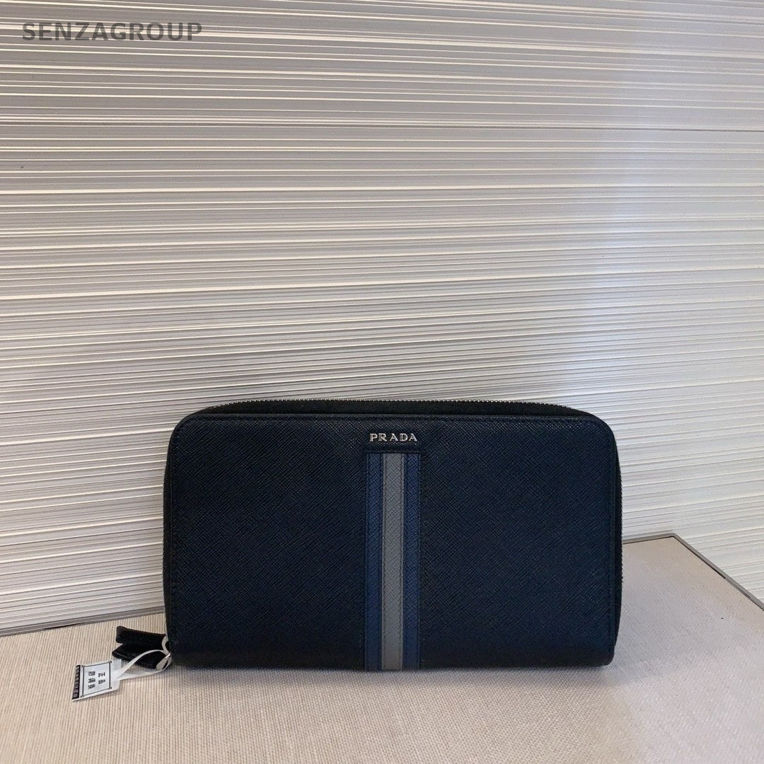 PRADA Logo Black  Zipper wallet