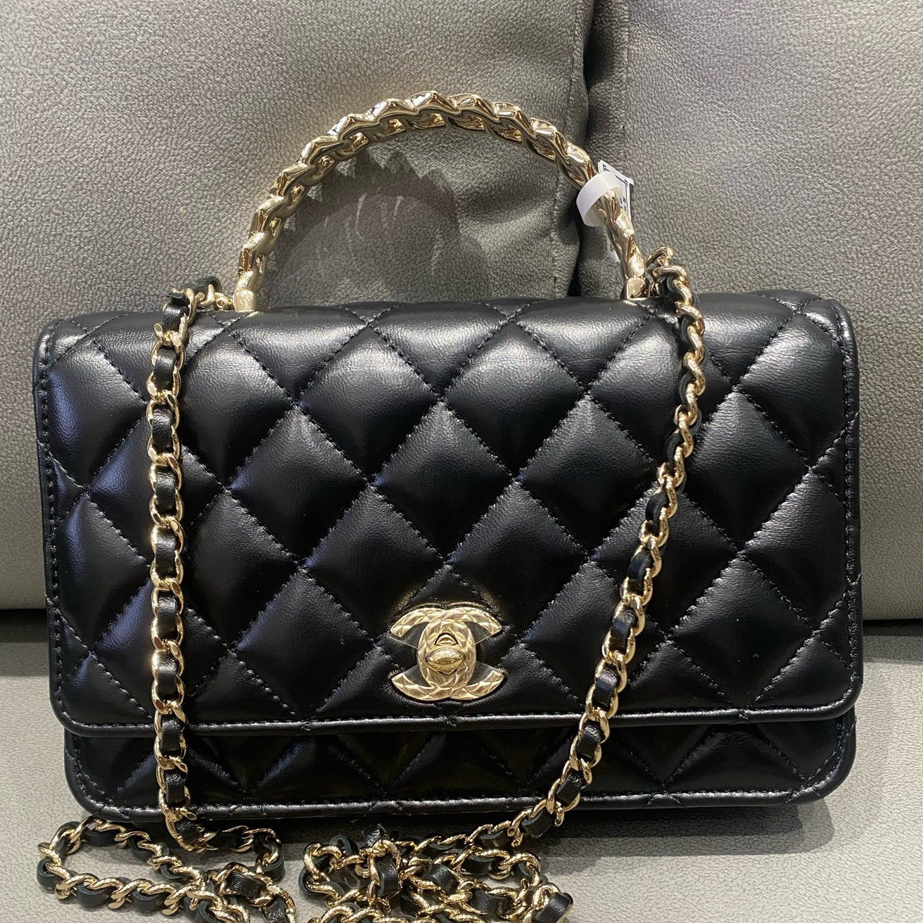 Chanel 24A WOC Black Gold Chain Shoulder Crossbody Bag Women's Fashion