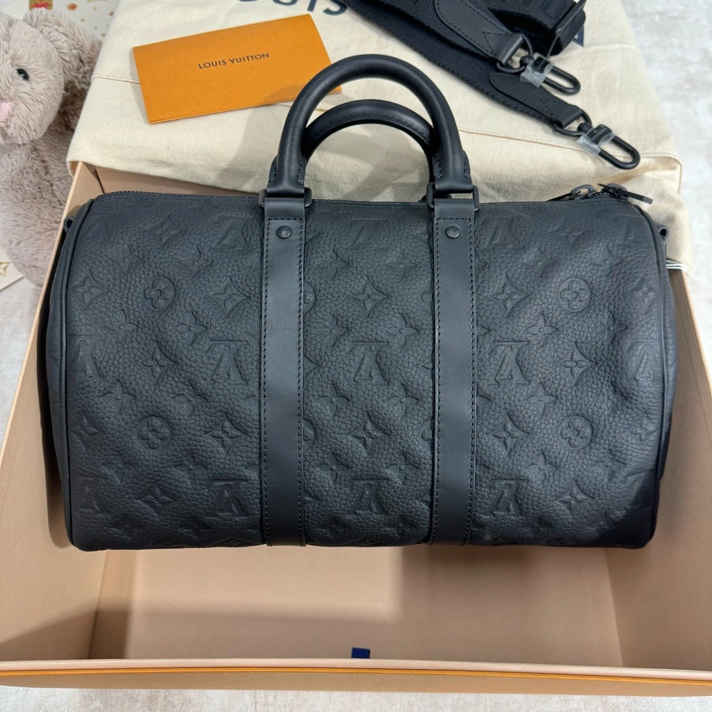 Louis Vuitton Keepall Epi Leather Black Handbag Top Handle Excellent