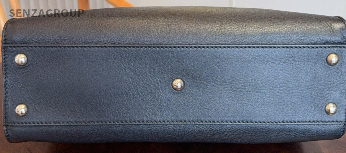 Bolsa Fendi Peekaboo MM alça superior preta prata usada unissex adultos clássica-