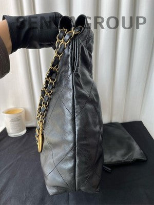 Chanel Black Gold 22 Bag Small Chain Shoulder Bag Quilted Classic Women