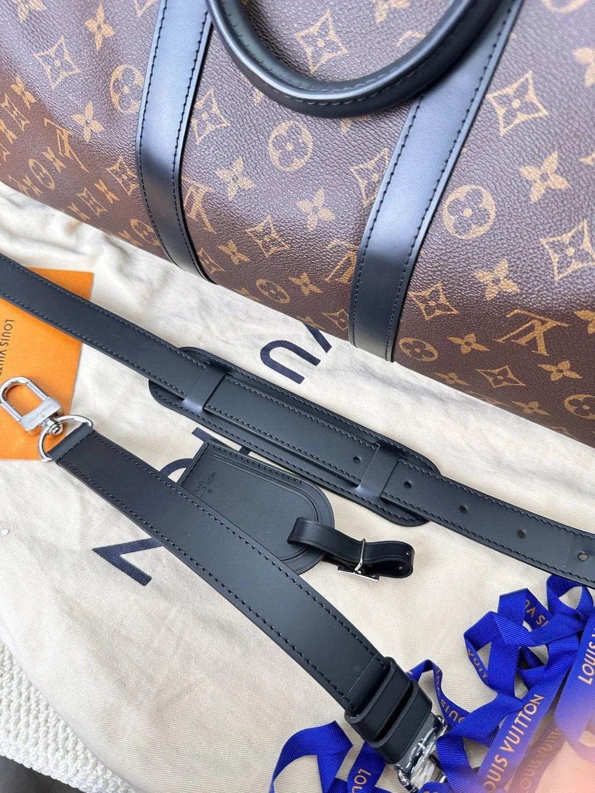 Louis Vuitton Monogram Canvas Leather Keepall45 Travel Handbag Women