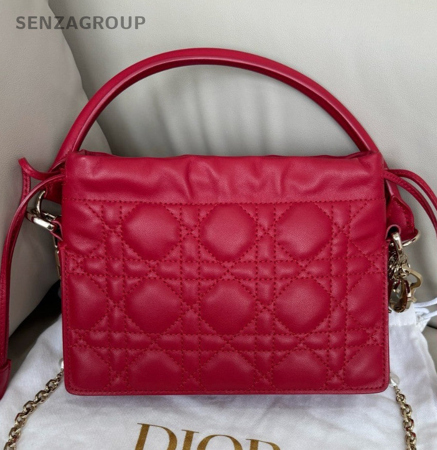 Christian Dior Milly Top Handle Shoulder Crossbody Bag Warm Red Women