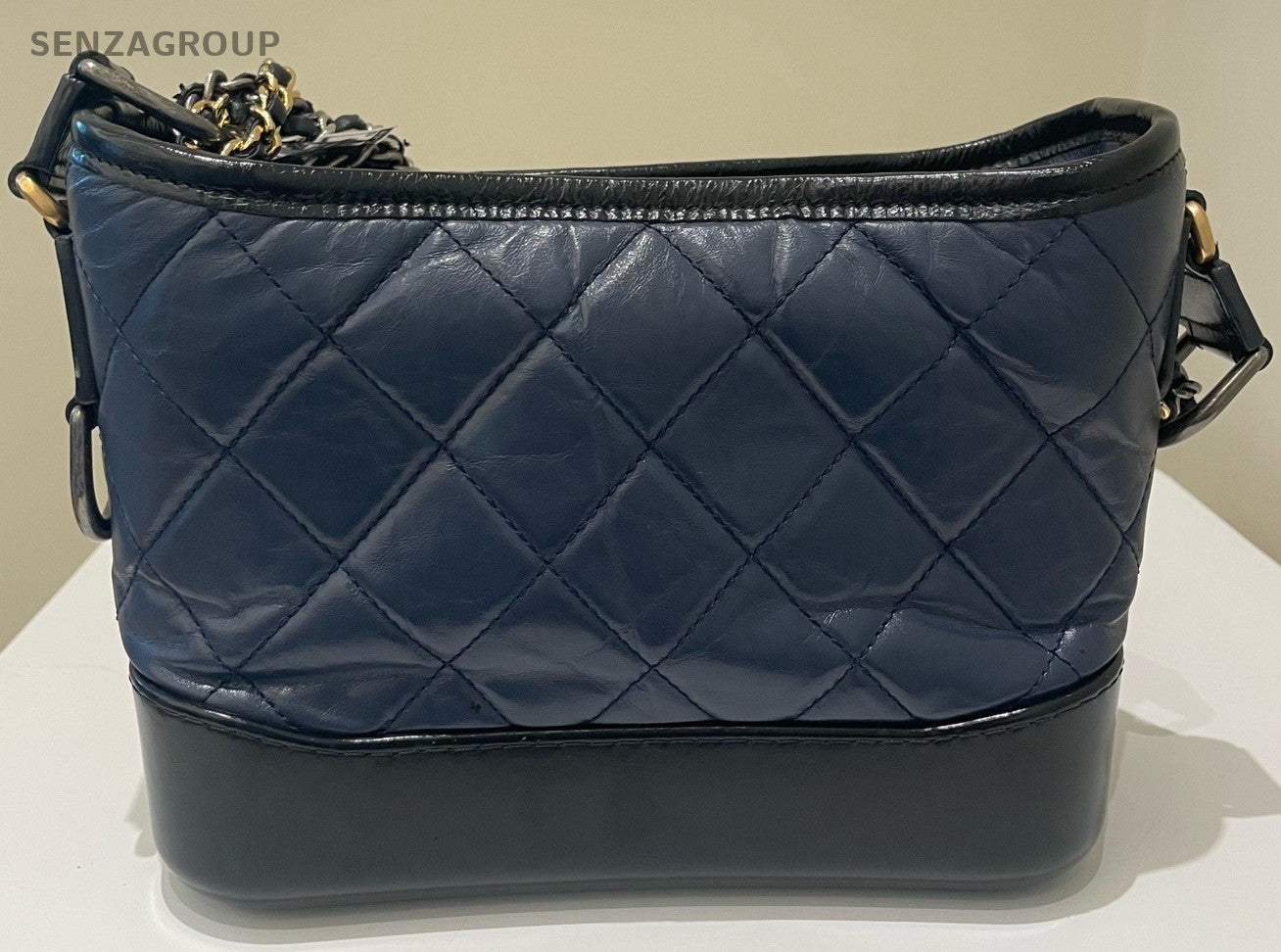 Chanel Gabrielle PM Chain Shoulder Bag Crossbody Blue Gold Women Classic