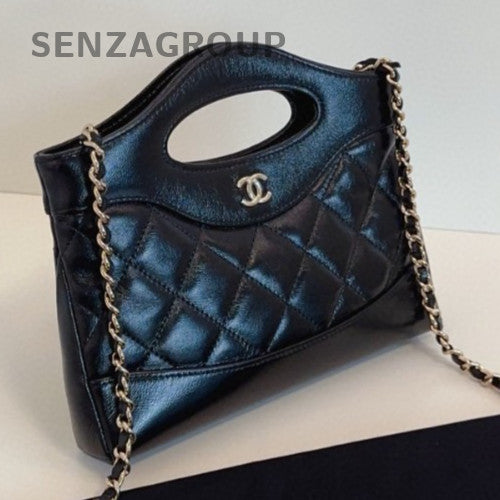 Chanel 24C Mini Top Handle Bag Chain Crossbody Black Gold Women Classic Fashion