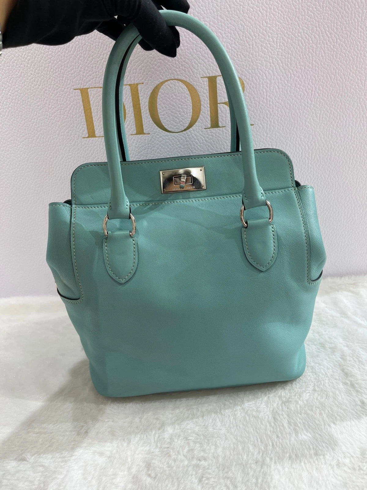 Hermes Toolbox20 Macaron Blue Swift Leather Women Handbag