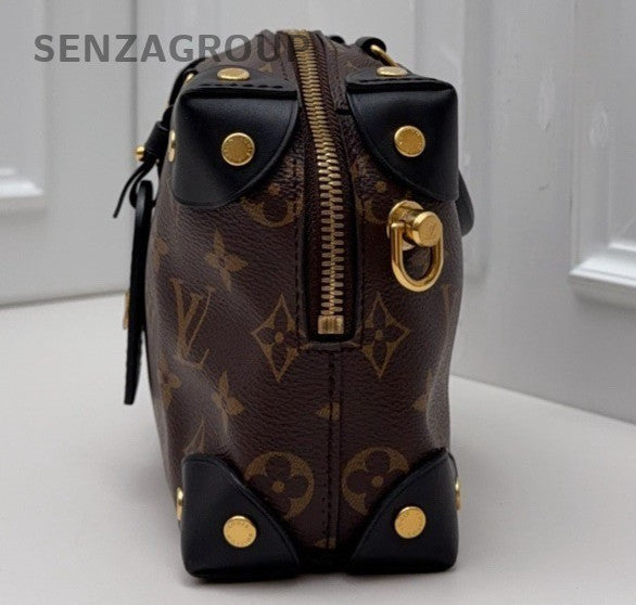 Louis Vuitton Petite Malle Monogram Chain Shoulder Bag Crossbody Brown  Women