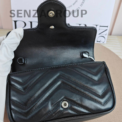 Gucci GG Marmont Mini Black Chain Shoulder Crossbody Bag Classic Women