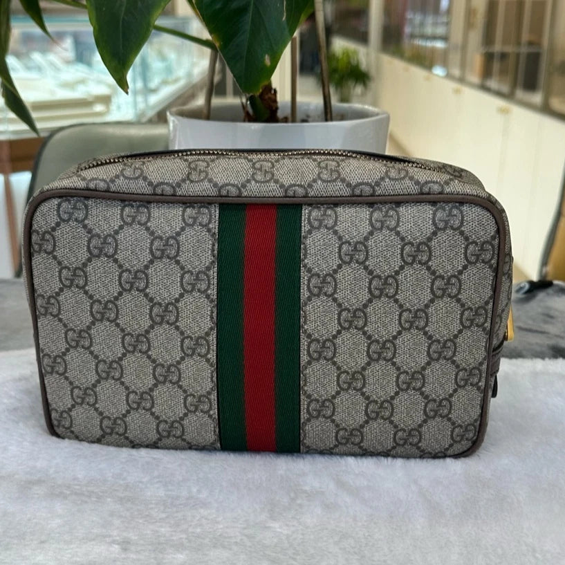 Gucci GG Supreme Canvas Brown Monogram Clutch For Women