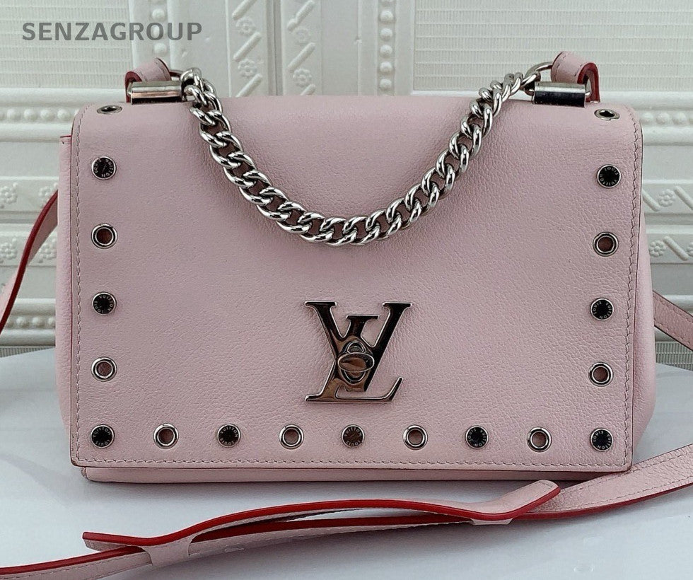 Louis Vuitton Lockme PM Shoulder Bag Crossbody Pink Silver Used Women Classic