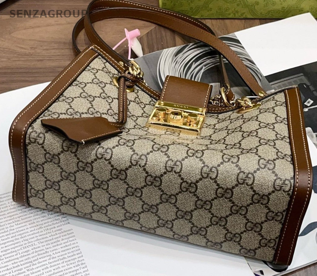 Gucci Padlock PM Chain Shoulder Bag Brown Gold Women Classic Designer