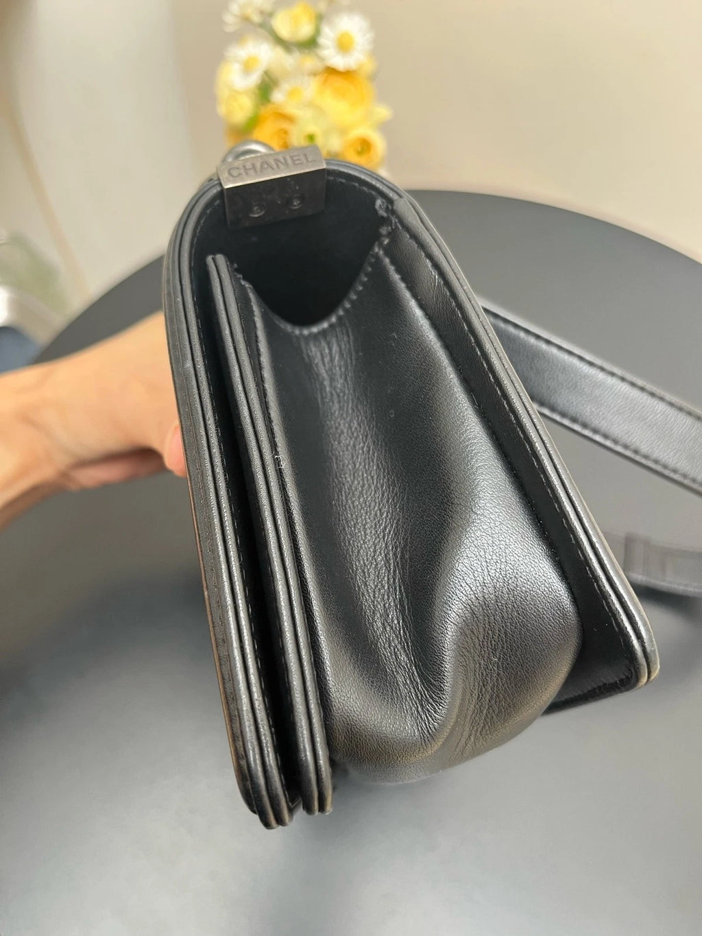 CHANEL Leboy Small Shoulder Bag For Women Black Silver
