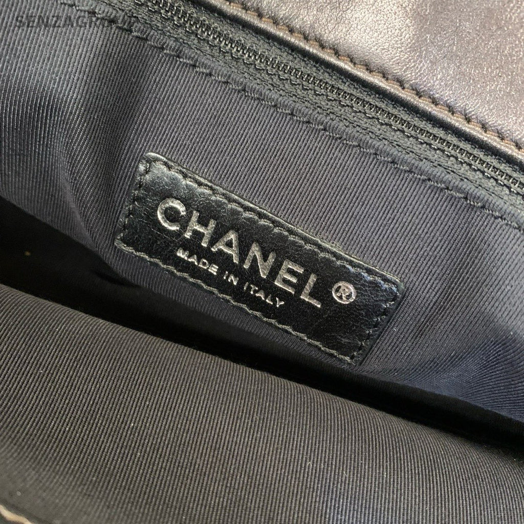 CHANEL GST Vintage Chain CC Logo Shoulder bag Silver Black Women