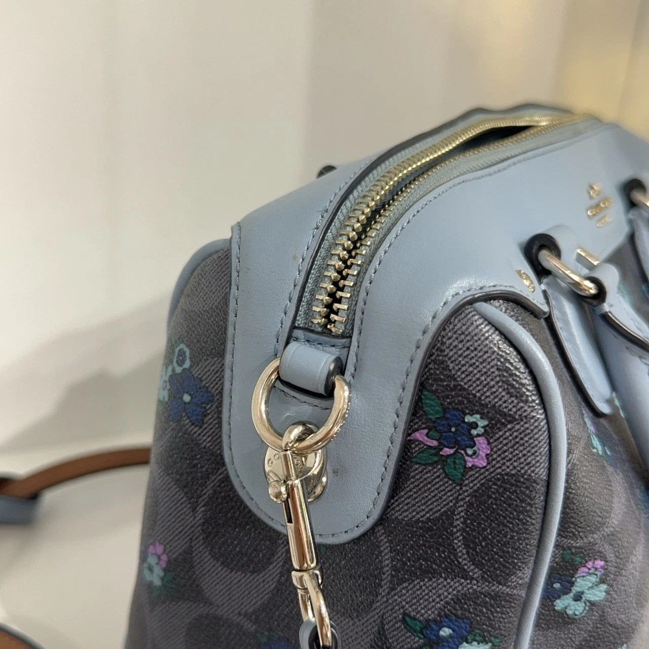 Coach Floral Print Colorblock Boston Handbag Crossbody Bag For Women