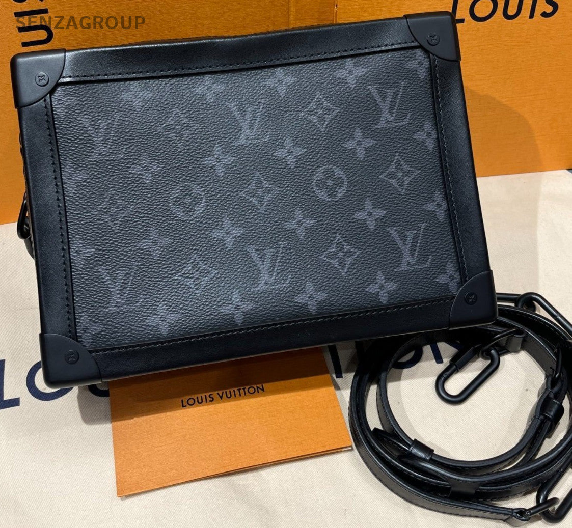 Louis Vuitton soft Trunk Monogram Shoulder Crossbody Bag Women Black Brand New