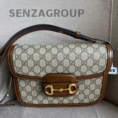 Gucci 1955 Medium Brown Gold Buckle Shoulder Crossbody Bag Classic Women