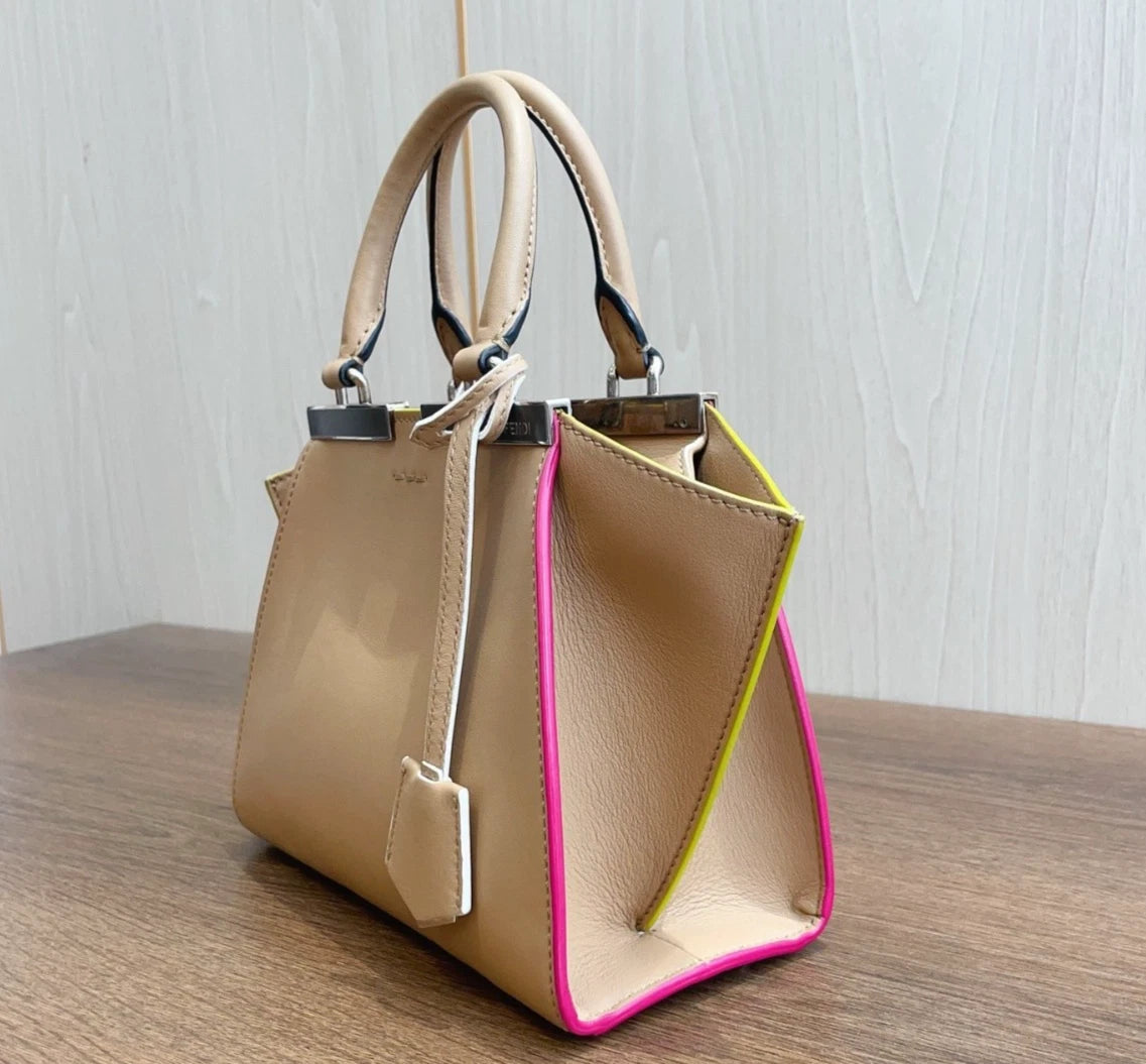 Fendi 3Jours Calfskin PM Top Handle Bag Crossbody Bag Silver Hardware Women